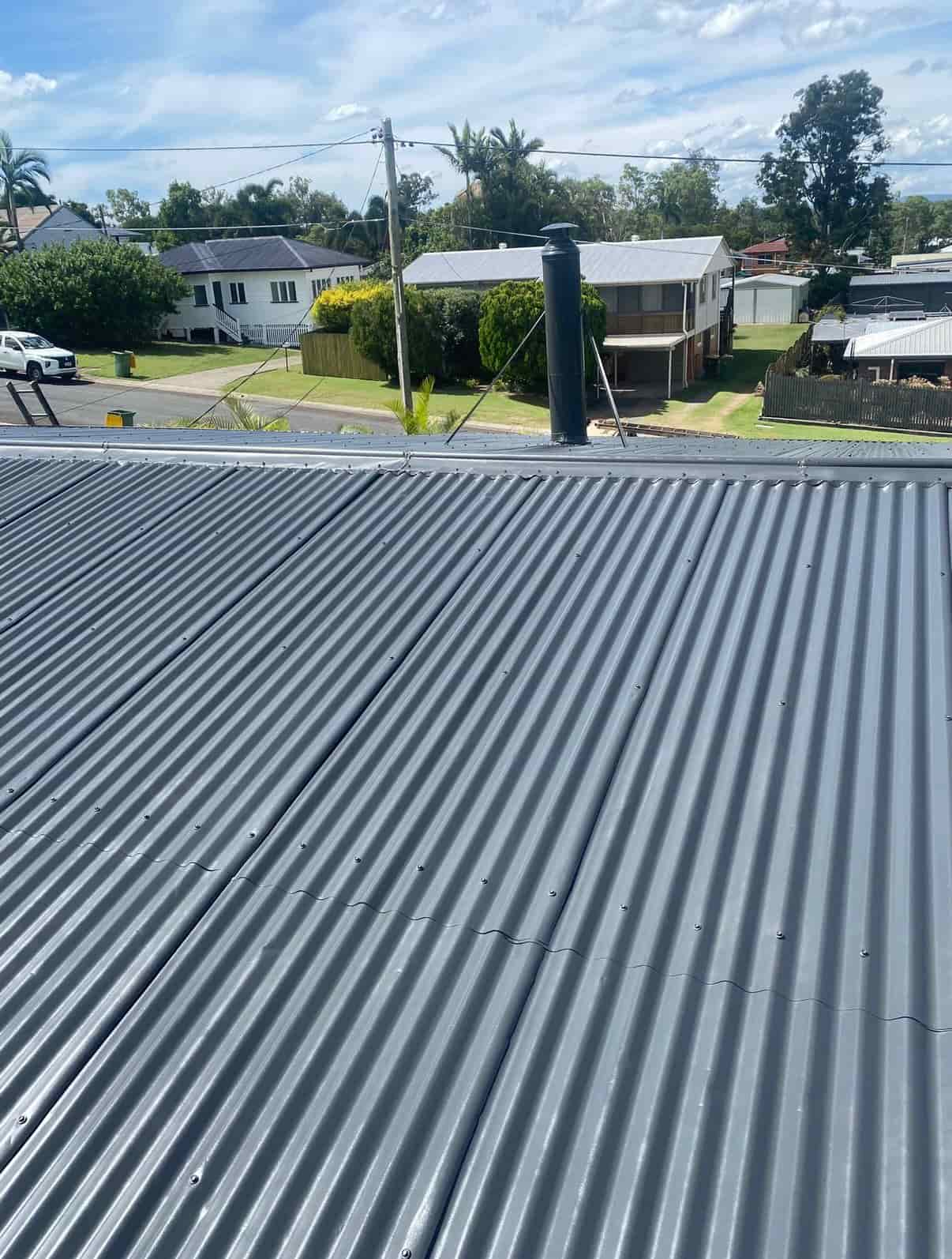 New painted metal roof after a complete roof restor